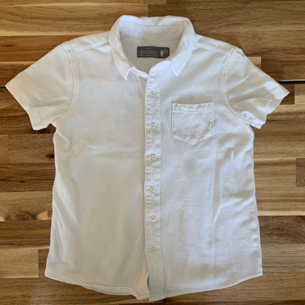 Primary Boys White Pique Polo Buttondown